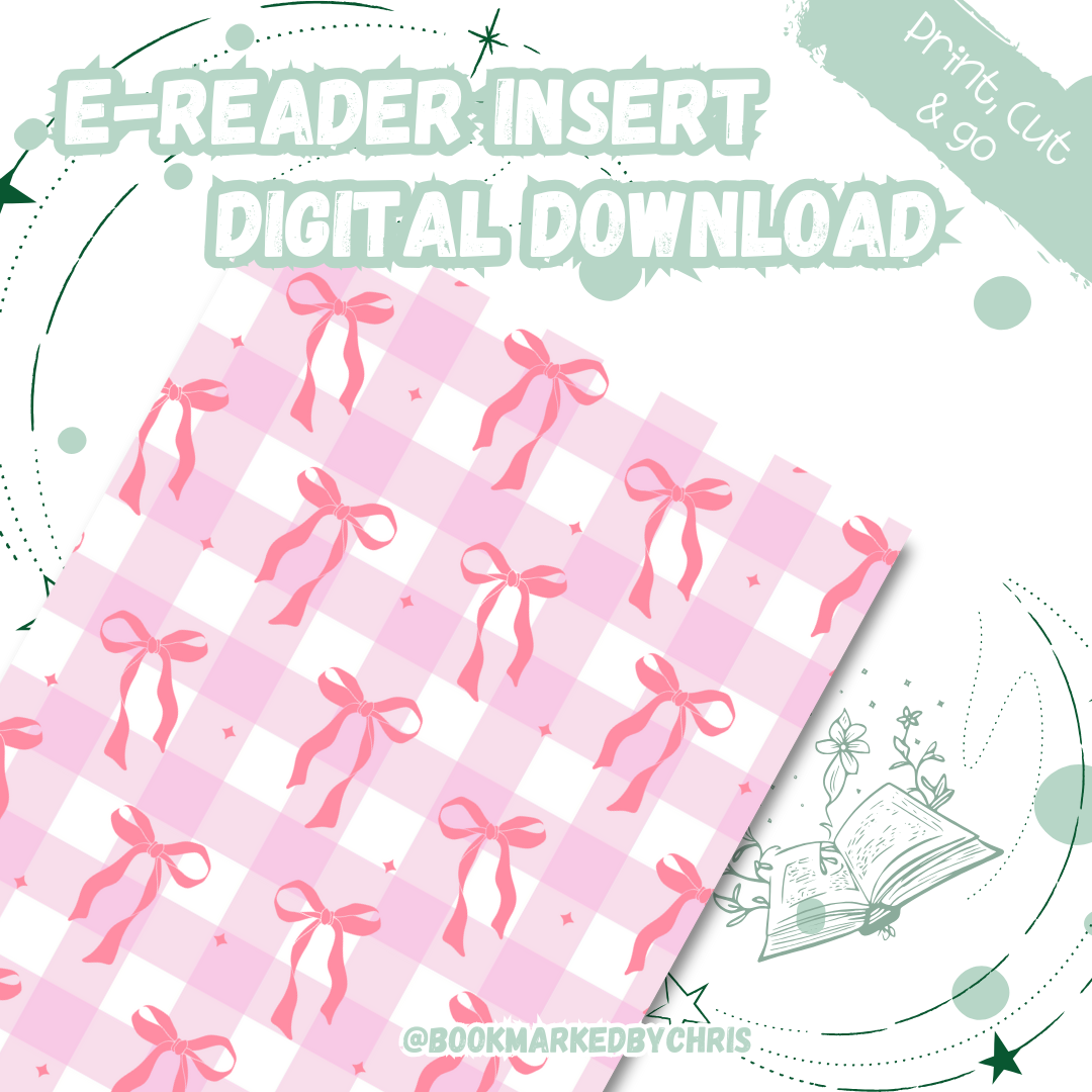 Cute Bows Books E-reader Digital Insert
