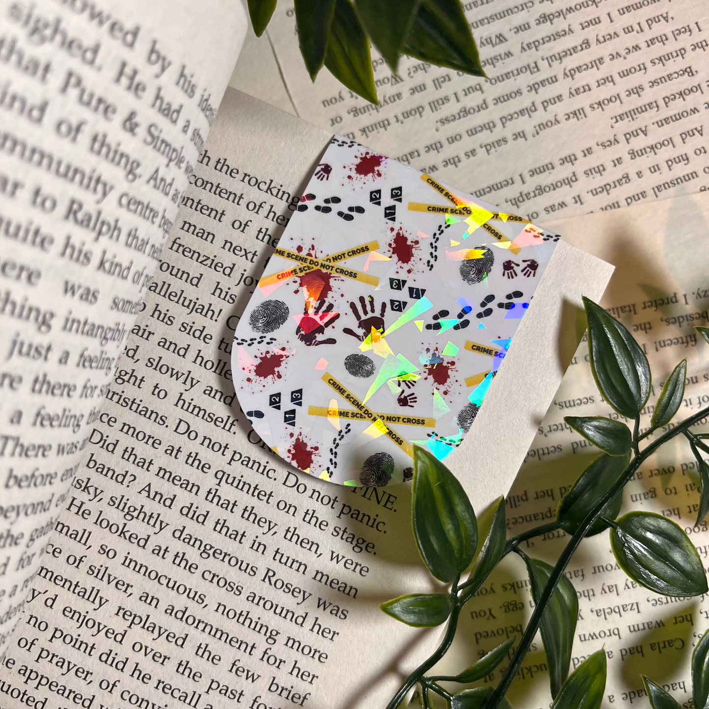 crime scene themed magnetic bookmark