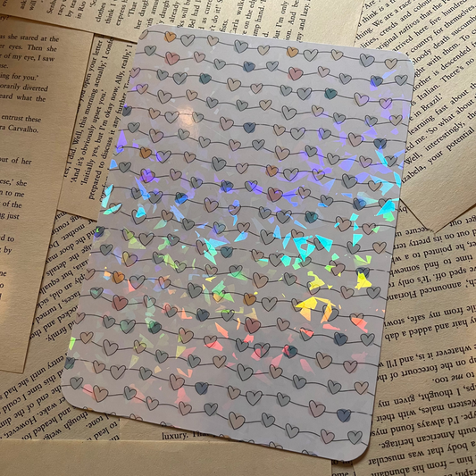 holographic kindle insert with a heart pattern