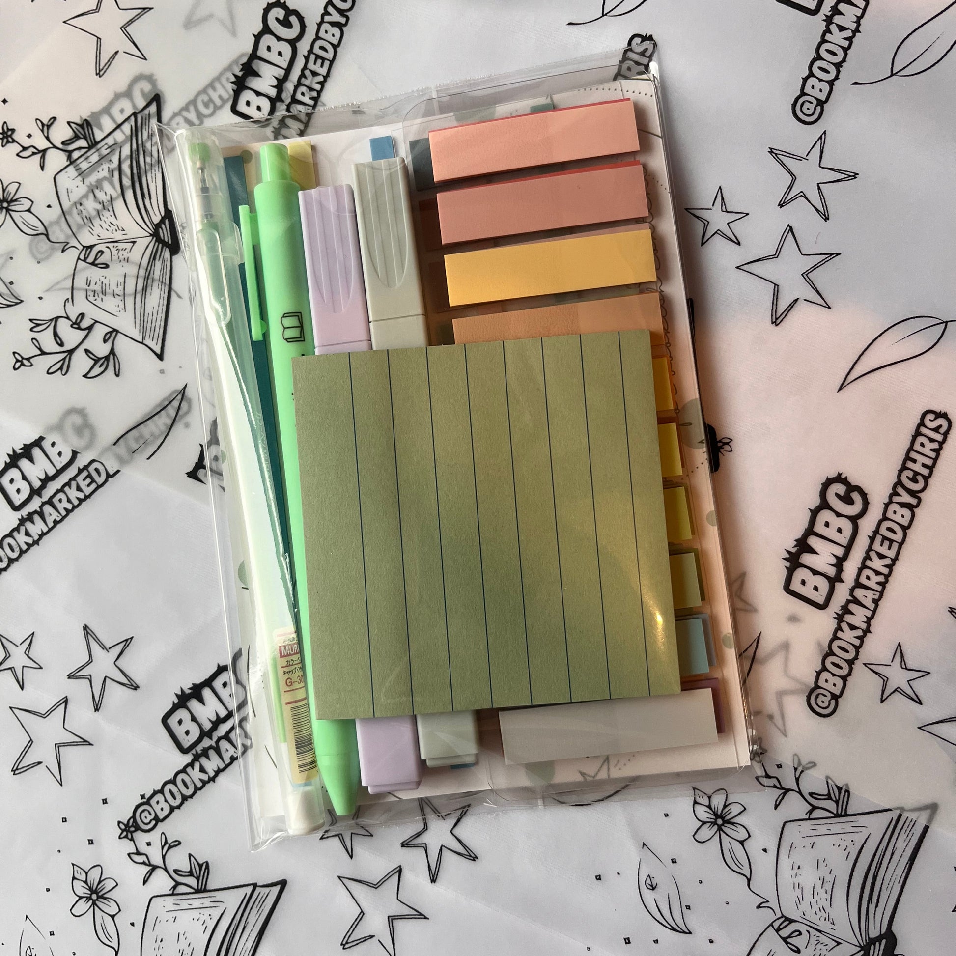 photo shows the annotation kit in a see-through plastic sleeve on branded BMBC paper