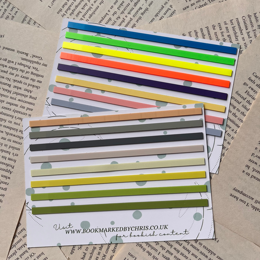 Colorful striped highlighting strip stickers on a textured paper background