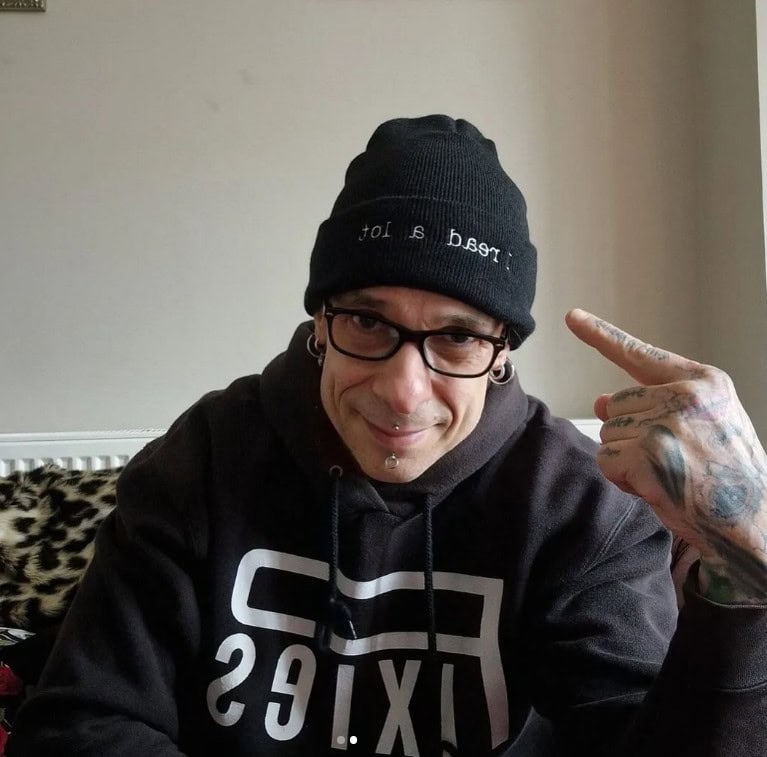Chris Carter the author, wearing our "I read a lot" beanie hat